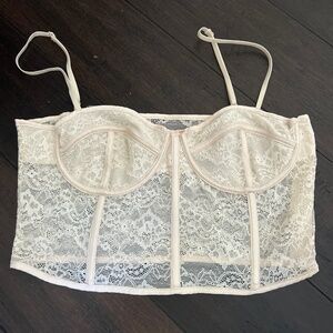 Nude bustier crop top